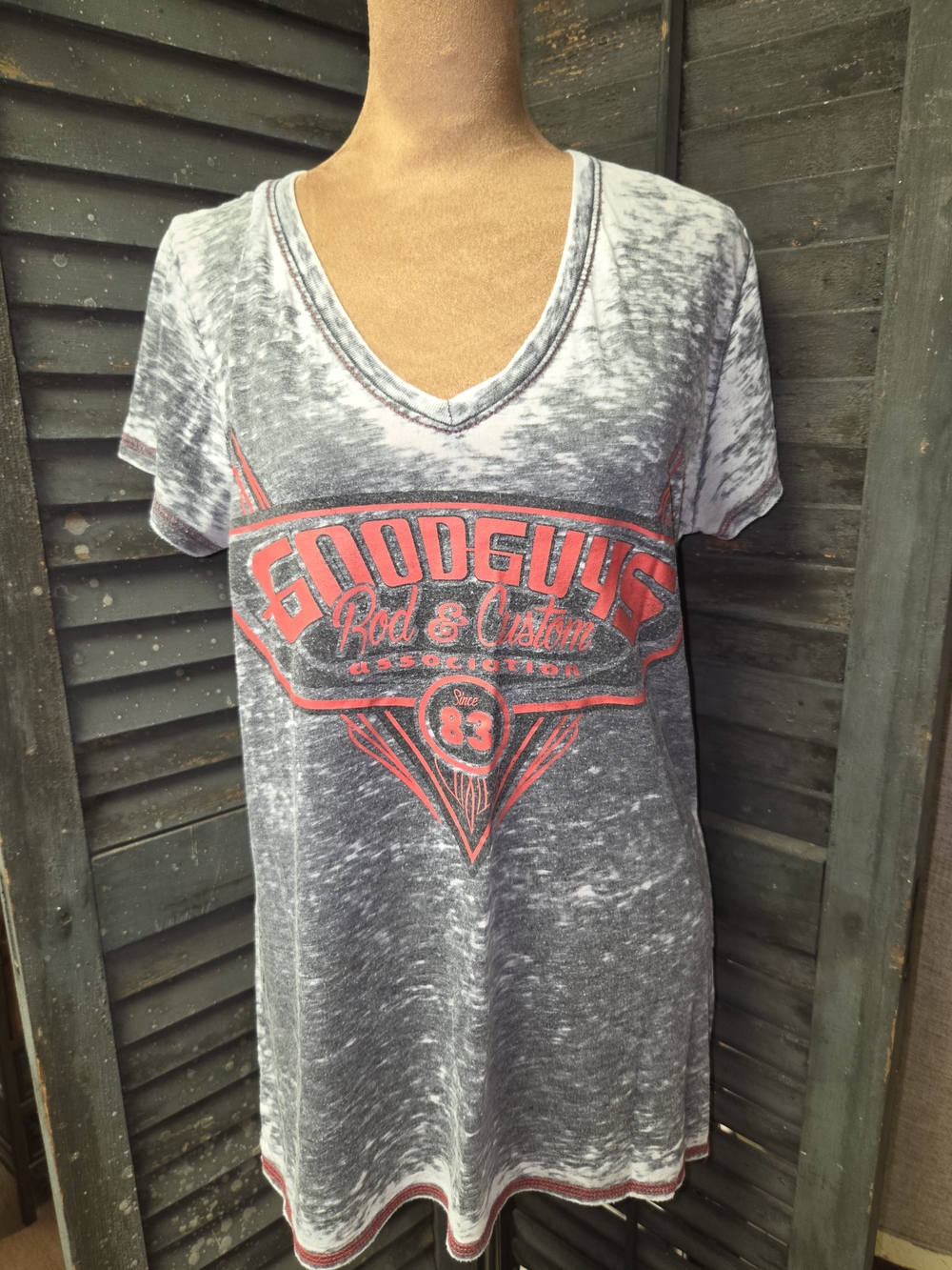Gray & Red Kids V-Neck Graphic Tee